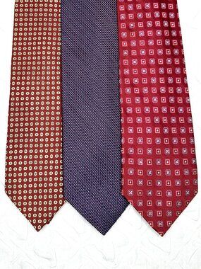3 VTG Extra Long Silk Ties Dot Patterns Brooks Bros Makers, Rochester, JS Blank
